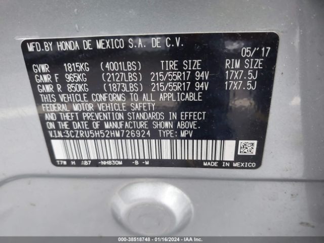 3CZRU5H52HM726924 Honda HR-V EX