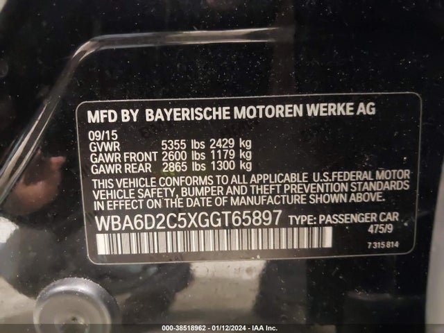 BMW 640i Gran Coupe Xdrive 2016 WBA6D2C5XGGT65897 Image 9