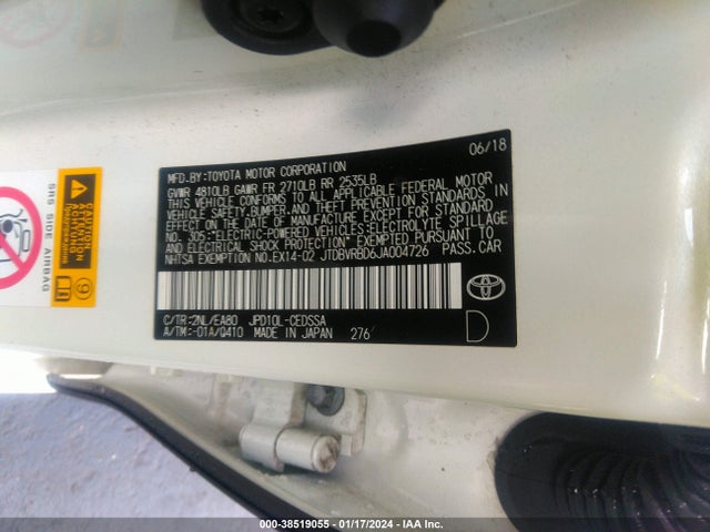 Toyota Mirai 2018 JTDBVRBD6JA004726 Image 9
