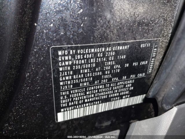 2011 VOLKSWAGEN TIGUAN WVGBV7AXXBW547951 Photo 8