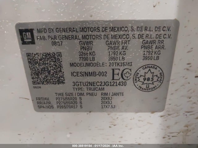 GMC Sierra 1500 Slt 2018 3GTU2NEC2JG121430 Image 9