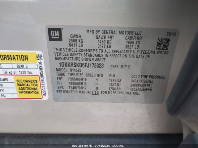 1GKKRSKD6FJ173328 GMC Acadia Slt-2