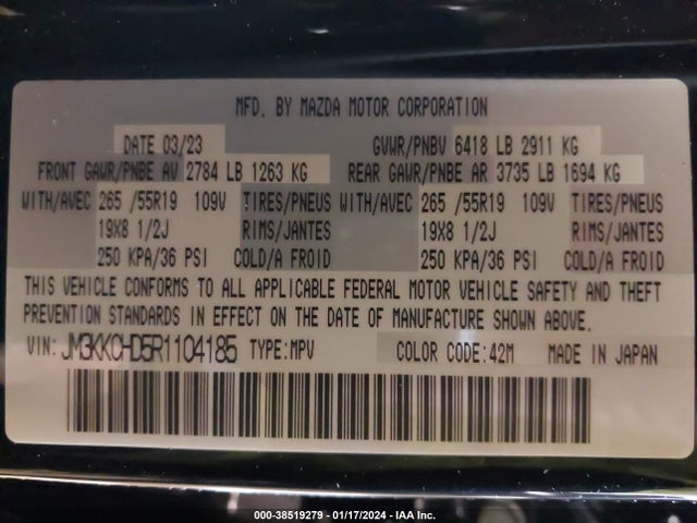Mazda Cx-90 3.3 Turbo Preferred Plus 2024 JM3KKCHD5R1104185 Image 9