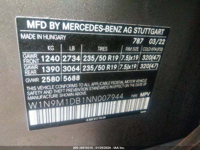 2022 MERCEDES-BENZ EQB 350 SUV W1N9M1DB1NN007944 Photo 8