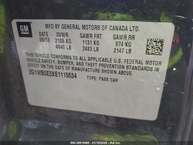 Chevrolet Impala Limited Lt 2014 2G1WB5E3XE1115634 Image 9