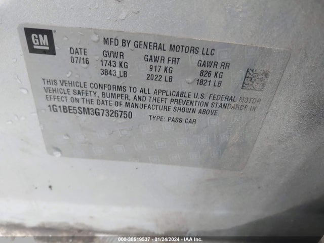 Chevrolet Cruze Lt Auto 2016 1G1BE5SM3G7326750 Image 9
