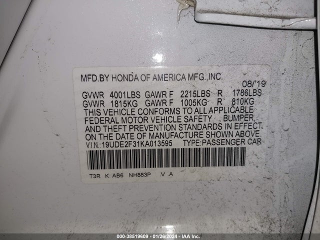 Acura Ilx Base (dct) 2019 19UDE2F31KA013595 Image 9