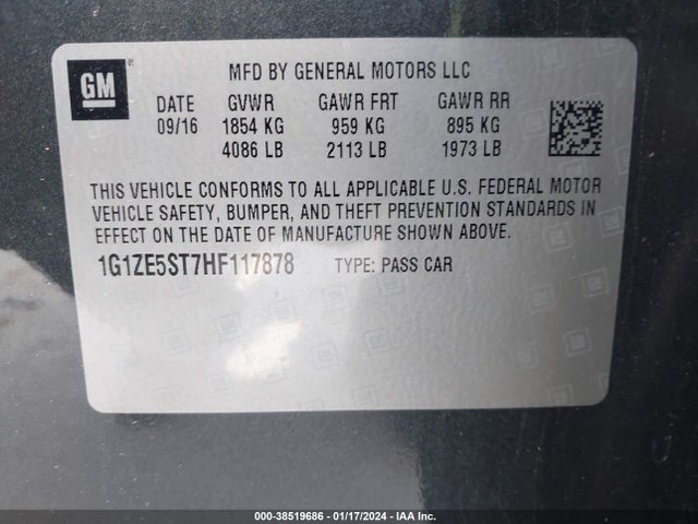 Chevrolet MALIBU 1LT 2017 1G1ZE5ST7HF117878 Image 9