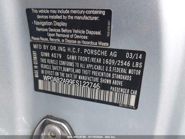 2014 PORSCHE 911 WP0AB2A99ES122746 Photo 8