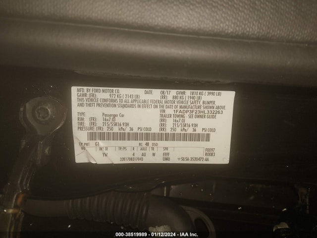 Ford FOCUS SE 2017 1FADP3F23HL332263 Image 9