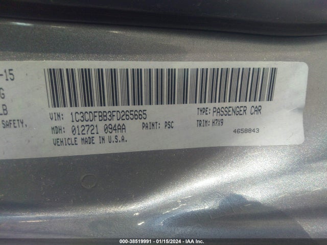 Dodge DART SXT 2015 1C3CDFBB3FD265665 Image 9