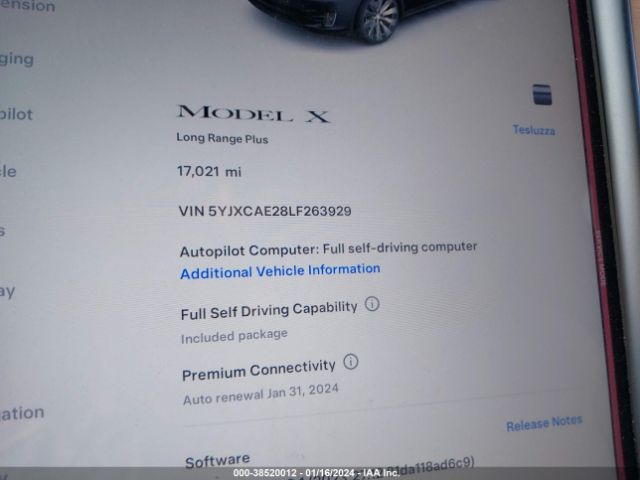 5YJXCAE28LF263929 Tesla Model X Long Range Dual Motor All-wheel Drive/long Range Plus Dual Motor All-wheel Drive