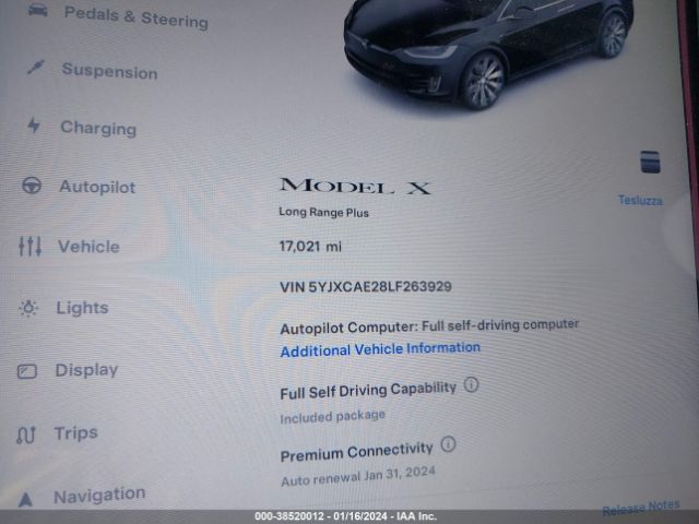 5YJXCAE28LF263929 Tesla Model X Long Range Dual Motor All-wheel Drive/long Range Plus Dual Motor All-wheel Drive