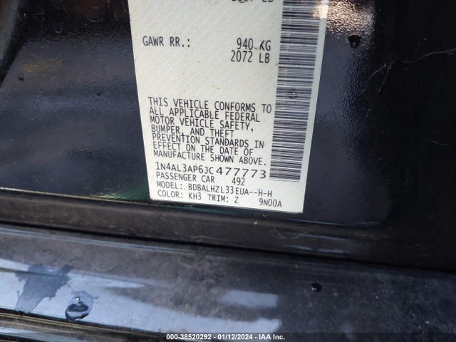 Nissan Altima 2.5 Sr 2018 1N4AL3AP6JC477773 Image 9