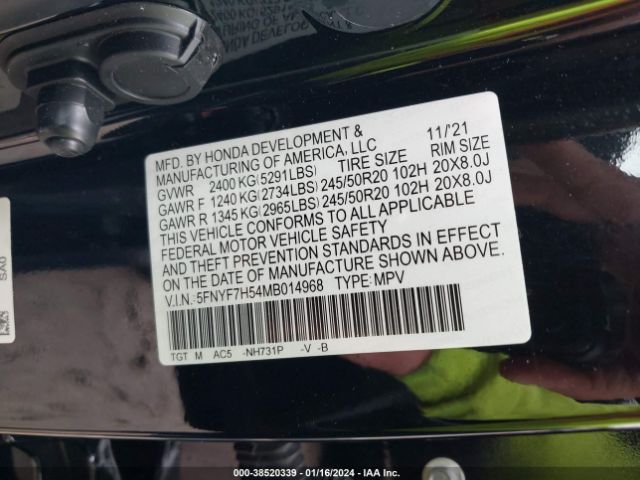 5FNYF7H54MB014968 Honda Passport 2wd Ex-l