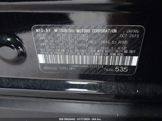 JA4AS3AA4LZ015313 Mitsubishi Eclipse Cross Es 1.5t
