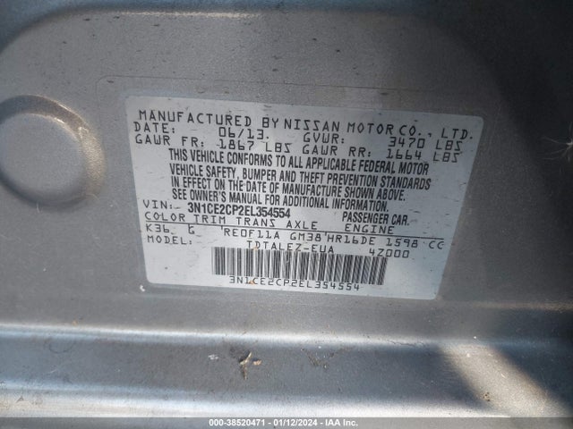 2014 NISSAN VERSA NOTE SV VIN: 3N1CE2CP2EL354554