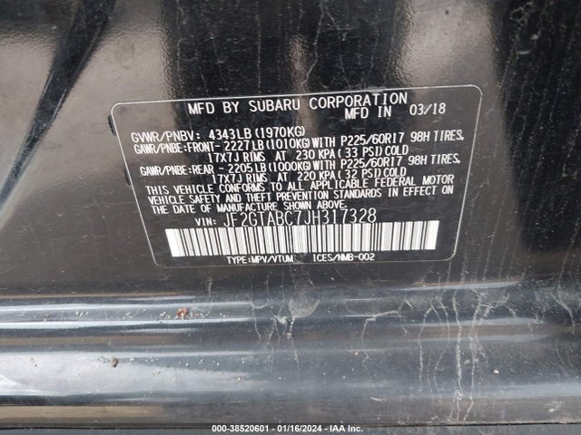 Subaru Crosstrek 2.0i Premium 2018 JF2GTABC7JH317328 Image 9