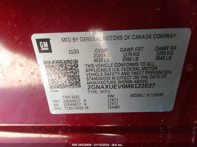 Chevrolet Equinox Awd Lt 2021 2GNAXUEV6M6122037 Image 9