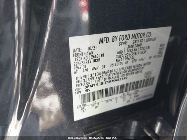 3FMTK3SU7MMA63149 Ford Mustang Mach-e Premium