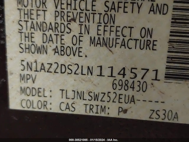 Nissan Murano Platinum Intelligent Awd 2020 5N1AZ2DS2LN114571 Image 9