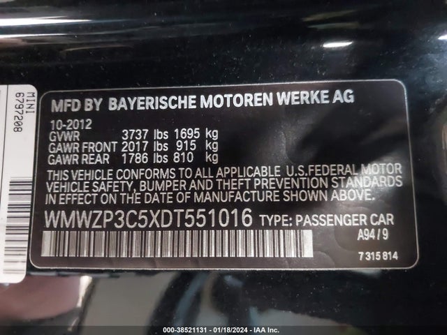 2013 MINI CONVERTIBLE WMWZP3C5XDT551016 Photo 8