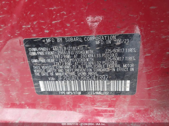 Subaru Crosstrek Premium 2024 JF2GUADC8R8247392 Image 9