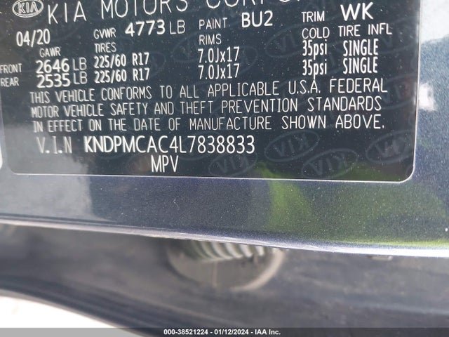 2020 KIA SPORTAGE LX VIN: KNDPMCAC4L7838833