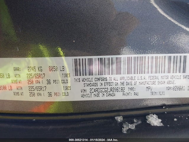 Dodge Grand Caravan Sxt 2018 2C4RDGCG2JR206182 Image 9