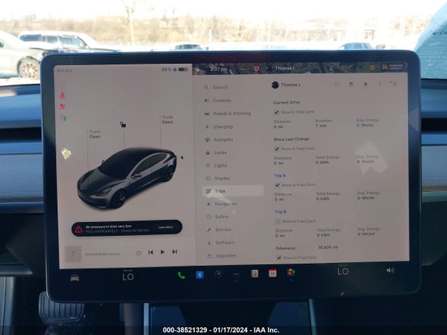 38521329 :رقم المزاد ، 5YJ3E1EB1KF386026 vin ، 2019 Tesla Model 3 Long Range/performance مزاد بيع