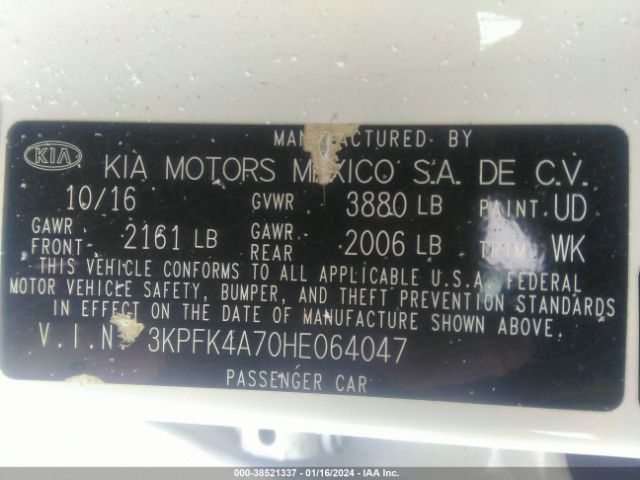 3KPFK4A70HE064047 KIA FORTE LX