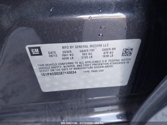 Chevrolet Cruze Ls Auto 2014 1G1PA5SG5E7143634 Image 9