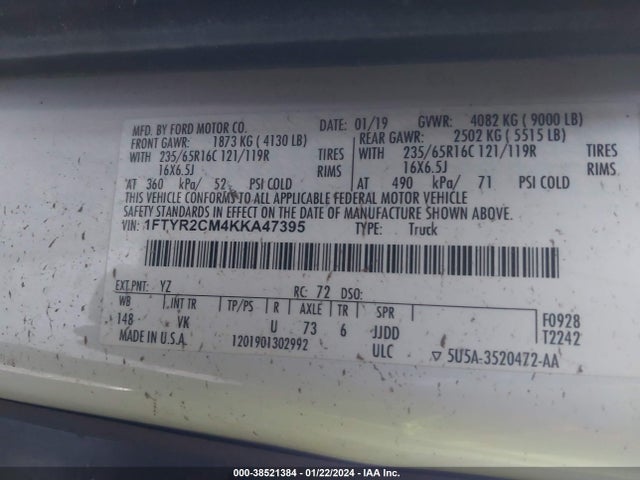 Ford Transit-250 2019 1FTYR2CM4KKA47395 Image 9