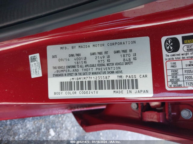 Mazda Mazda3 I Grand Touring 2015 JM1BM1M77F1235587 Image 9