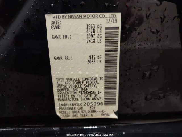 1N4BL4BV1LC205996 Nissan Altima S Fwd