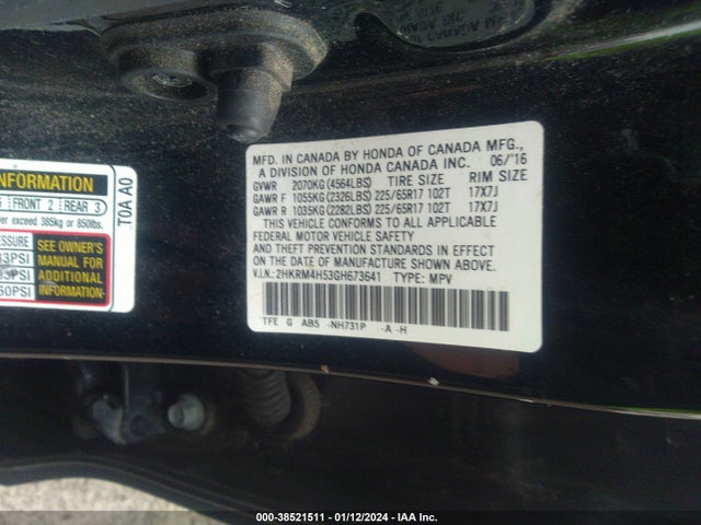 Honda CR-V EX 2016 2HKRM4H53GH673641 Image 9