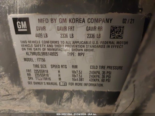 Chevrolet Trailblazer Awd Rs 2021 KL79MUSL9MB148925 Image 9
