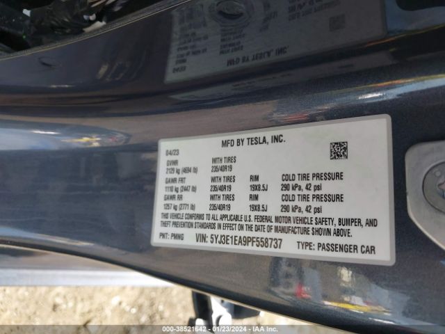 5YJ3E1EA9PF558737 Tesla Model 3 Rear-wheel Drive