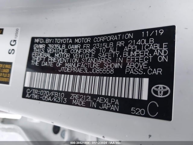 Toyota COROLLA LE 2020 JTDEPRAE3LJ085558 Image 9