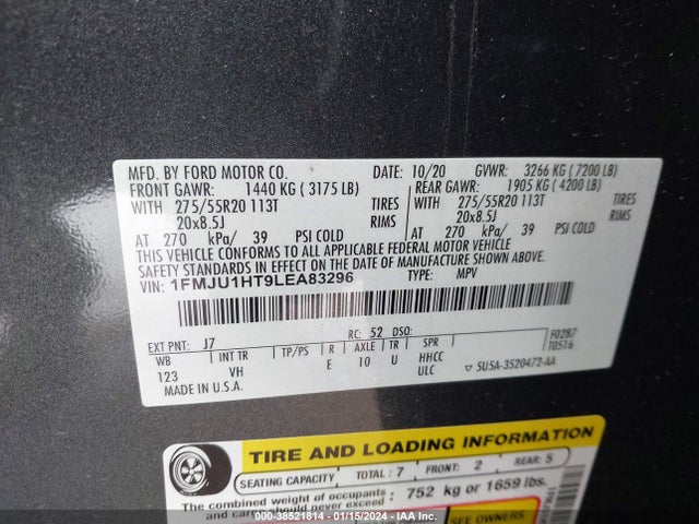 Ford Expedition Xlt 2020 1FMJU1HT9LEA83296 Image 9