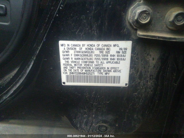 Продаж на аукціоні авто 2009 Acura Mdx Technology Package, vin: 2HNYD28649H525271, номер лоту: 38521944