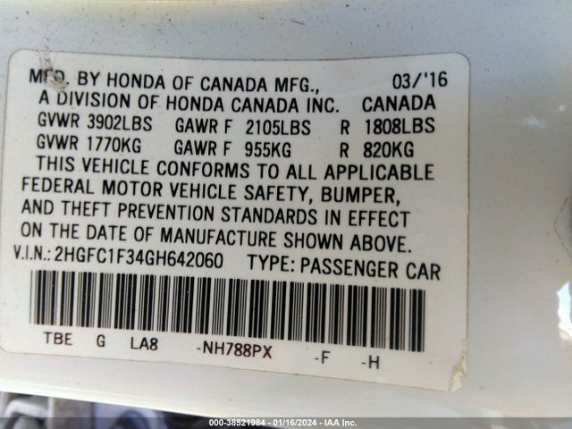 Honda Civic Ex-t 2016 2HGFC1F34GH642060 Image 9