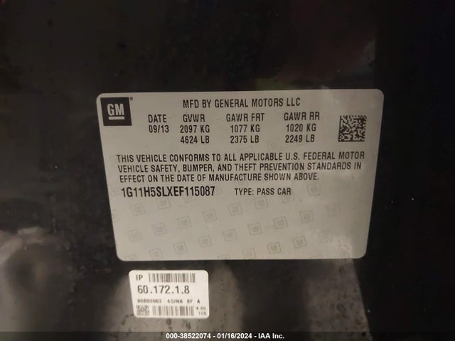 1G11H5SLXEF115087 Chevrolet Malibu 1lz