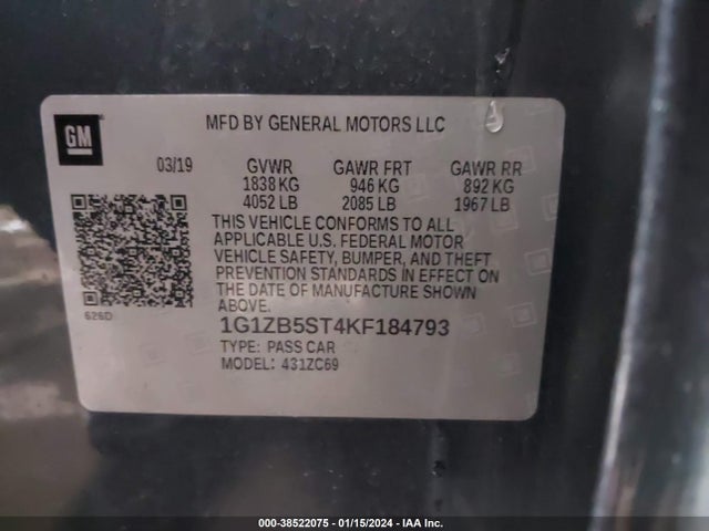 Chevrolet Malibu 1ls 2019 1G1ZB5ST4KF184793 Image 9