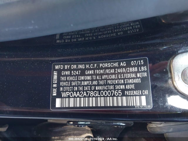 2016 PORSCHE PANAMERA WP0AA2A78GL000765 Photo 8