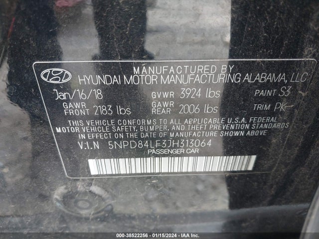 2018 HYUNDAI ELANTRA VALUE EDITION VIN: 5NPD84LF3JH313064