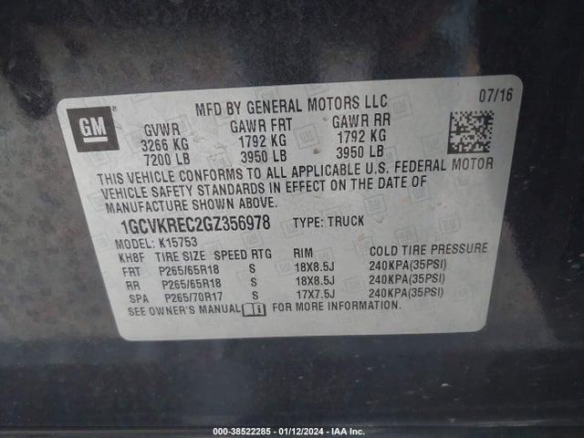 Chevrolet Silverado 1500 2lt 2016 1GCVKREC2GZ356978 Image 9
