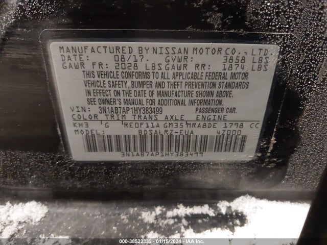 Nissan SENTRA SR 2017 3N1AB7AP1HY383499 Image 9
