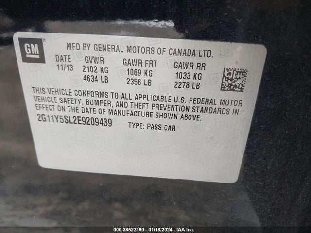 Chevrolet Impala 1ls 2014 2G11Y5SL2E9209439 Image 9