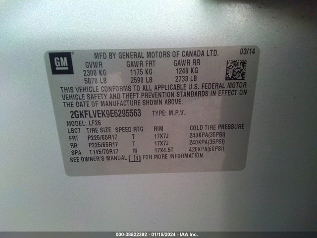 2GKFLVEK9E6295563 GMC Terrain Sle-1